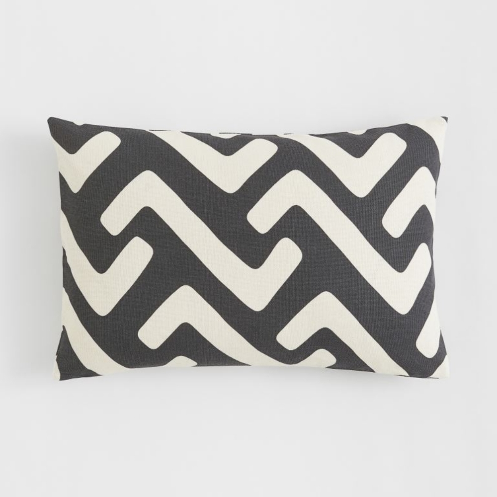 H&M Home Patterned Cotton Cushion Cover - 16"x24" - Dark Gray